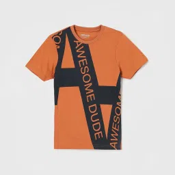 Fame Forever by Lifestyle Boys Rust Cotton Printed T Shirt image 1