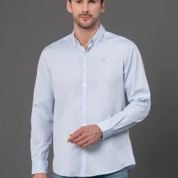 Red Tape Light Blue Regular Fit Self Pattern Shirt image 1