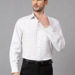 Cantabil White Cotton Regular Fit Checks Shirt-picture-32
