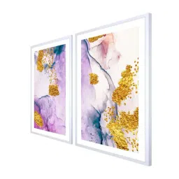 999Store Purple & Gold Printed Abstract Wall Painting image 3