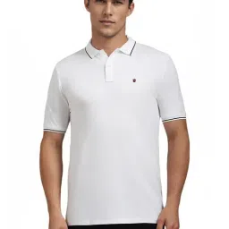 Louis Philippe White Cotton Slim Fit Polo T-Shirt-image-25