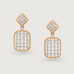 Mia by Tanishq 18k (750) Rose Gold and Diamond Glam Crush Earrings Drop Earrings image 3