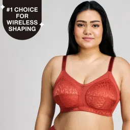 Nykd By Nykaa Ultimate No Bulge, Shape & Support Non Padded Non Wired Lace Bra NYB033 Red image 1