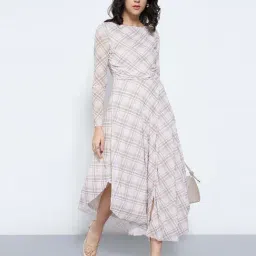 Honey By Pantaloons Beige Regular Fit Checks Dress image 4