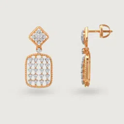 Mia by Tanishq 18k (750) Rose Gold and Diamond Glam Crush Earrings Drop Earrings image 4