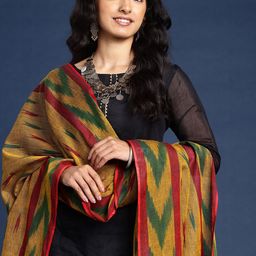 Taavi Woven Design Pure Cotton Ikat Dupatta-picture-9
