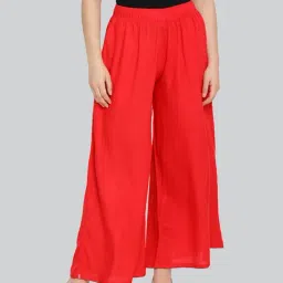 Lyra Red Elasticated Full Length Palazzos-picture-13