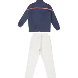 Sweet Dreams Kids Navy & Off-White Regular Fit Full Sleeves Jacket with Trackpants image 2