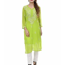 BEAUTY CHIKAN HANDICRAFTS Embroidered Straight Kurta With Inner-picture-19
