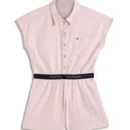Tommy Hilfiger Girls Pink Solid Relaxed Fit Jumpsuit-image-71