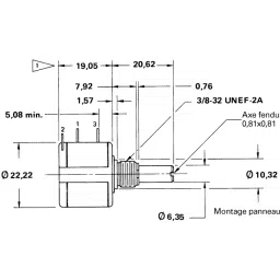 Vishay Panel Mount Rotary Potentiometer 2 W Power 500 Ω Resistance Solder Lug Terminal, 534B1501JL image 4