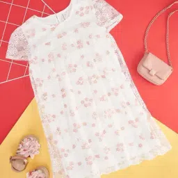 Pantaloons Junior Off-White Cotton Floral Print Dress-image-45