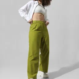 Only Green Regular Fit High Rise Pants image 4