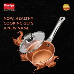 Prestige Brown Aluminium 18.5 cm Gas Compatible Sauce Pan With Glass Lid (1.1 L) - Set of 1 image 2