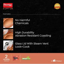 Prestige Brown Aluminium 18.5 cm Gas Compatible Sauce Pan With Glass Lid (1.1 L) - Set of 1 image 5