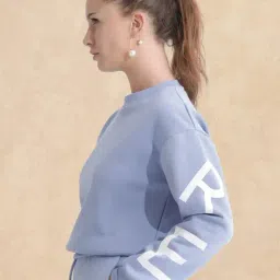 RAREISM Blue Blended Printed Long Sleeves Sweatshirt image 4