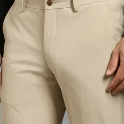 Louis Philippe Beige Slim Fit Trousers image 4