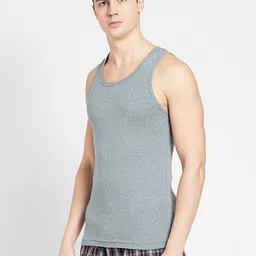 Jockey Men Grey Melange Solid Innerwear Vest FP04-0105 image 3