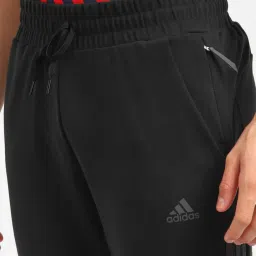 Adidas Black Cotton Regular Fit Striped Joggers image 5