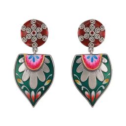 Saraf RS Jewellery Green Statement Brass Earrings for Women-picture-8
