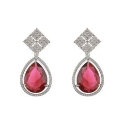 Saraf RS Jewellery Red Statement Brass Earrings for Women-picture-3