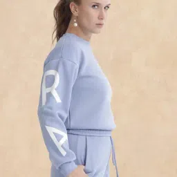 RAREISM Blue Blended Printed Long Sleeves Sweatshirt image 3