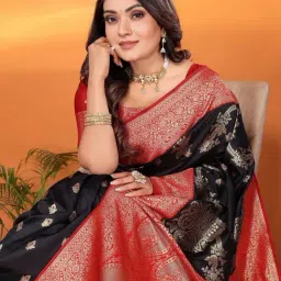 Elora Black Woven Design Saree With Unstitched Blouse image 4