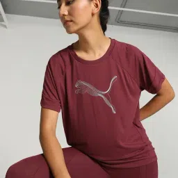 Puma Maroon Logo Sports T-Shirt-image-46