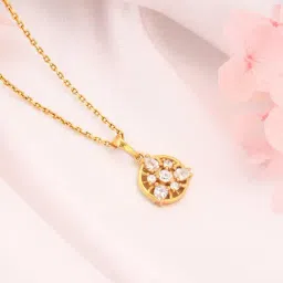 GIVA 92.5 Sterling Silver Golden Serene Floral Pendant With Link Chain-image-49