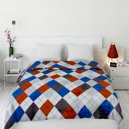 Threadwear Multicoloured & Multicoloured Geometric Woollen AC Room 300 GSM Double Bed Blanket image 4