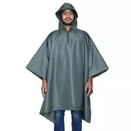 AllExtreme ‎PU/PVC Hooded Type Sturdy Zipper Closer Green Poncho Raincoat Free Size for Unisex, AL6PU03-picture-45