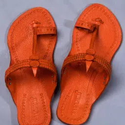 Kalapuri Women's Orange Kolhapuri Sandals-picture-16