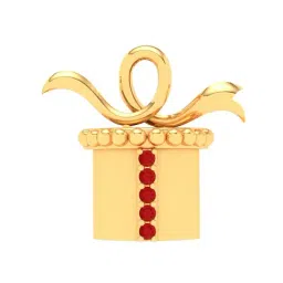 P.C. Chandra Jewellers 18k Yellow Gold Gift Box Shape Red Stones Pendant-picture-18
