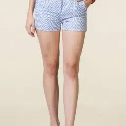 Solly By Allen Solly Blue Embroidered Shorts-image-42