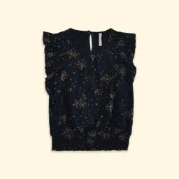 Pantaloons Junior Navy Cotton Printed Top-image-90