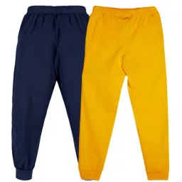 Kiddopanti Girls Mustard & Navy Embellished Trackpants (Pack Of 2) image 2