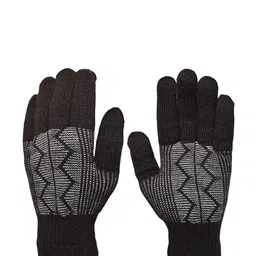 LOOM LEGACY Men Striped Acrylic Winter Gloves image 4