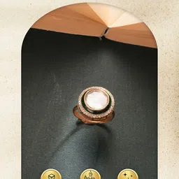 Saraf RS Jewellery Incut Kundan Mossanite Studded Minimal Bridal Adjustable Finger Ring image 5