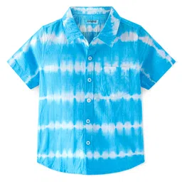 Babyhug 100% Cotton Woven Half Sleeve Solid Regular Collar Tie & Die Shirt - Blue-picture-23