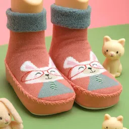 Yellow Bee Cotton Knit Cute Bunny Face Designed Socks Shoes - Multi Colour-image-68