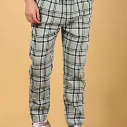 V-Mart Men Checked Cotton Mid-Rise Track Pants-picture-10