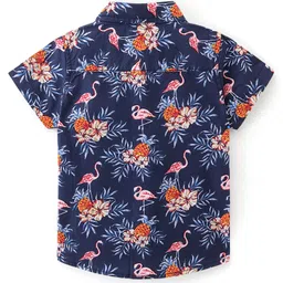Babyhug Cotton Woven Half Sleeves  Floral Printed Shirt - Blue image 2