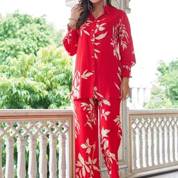 VIBE VISION Printed Shirt Collar Neck Shirt With Trousers Co-Ords-picture-36