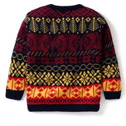 Babyhug Knit Full Sleeves Pullover Designed Sweater & Pant Set - Multicolor image 3