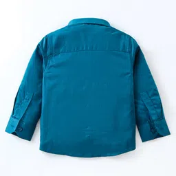 Mark & Mia Full Sleeves Solid Colour Shirt & Trouser Set with Pintucks Detailing Bow & Suspender - Blue image 3