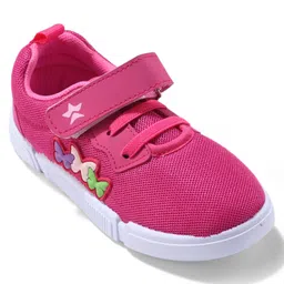 Cute Walk by Babyhug Velcro Closure Sneakers with Butterfly Applique - Fuchsia image 3