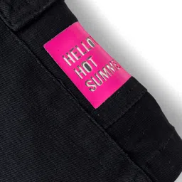 Olio Kids Denim Knit Above Knee Length Shorts With Text Print - Black image 3