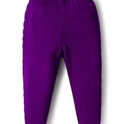 Babyhug Knit Full Raglan Sleeves Sweater Set with Cable Knit Design - Purple image 4