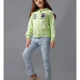 Under Fourteen Only Full Sleeves Cool Vibes Only Text Printed Hooded Light Winter Jacket - Lime Green image 5