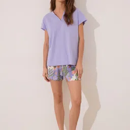 women'secret Women Conversational Printed Pure Cotton Night Suit-image-11